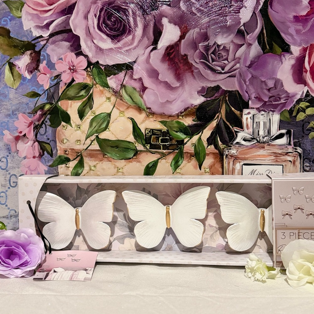 Elegant White Butterfly Wall Decor Set